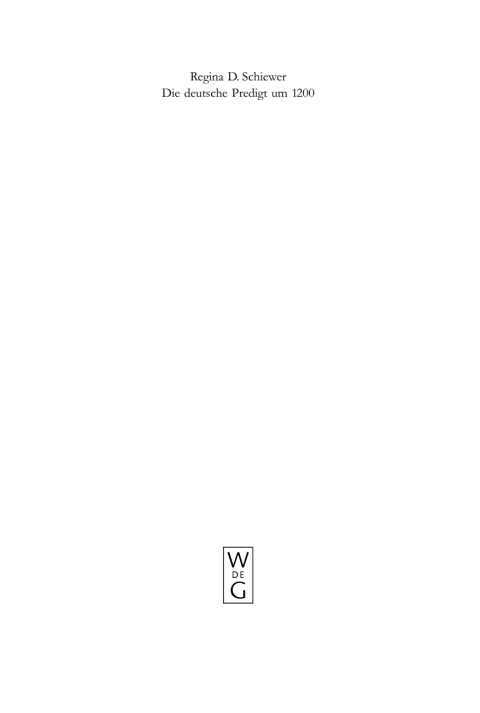 Cover image for book Die deutsche Predigt um 1200