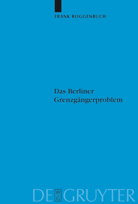 Cover image for book Das Berliner Grenzgängerproblem