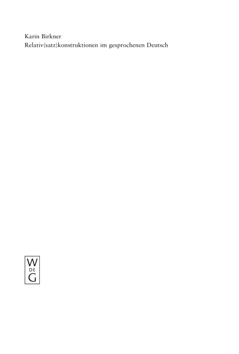 Cover image for book Relativ(satz)konstruktionen im gesprochenen Deutsch