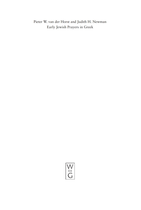 Early Jewish Prayers in Greek 