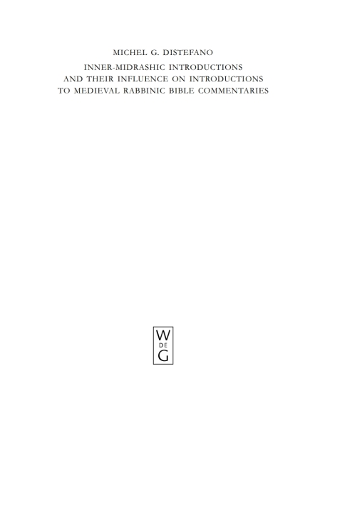 Cover image for book Inner-Midrashic Introductions and Their Influence on Introductions to Medieval Rabbinic Bible Commentaries