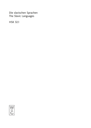 Die slavischen Sprachen / The Slavic Languages. Halbband 1