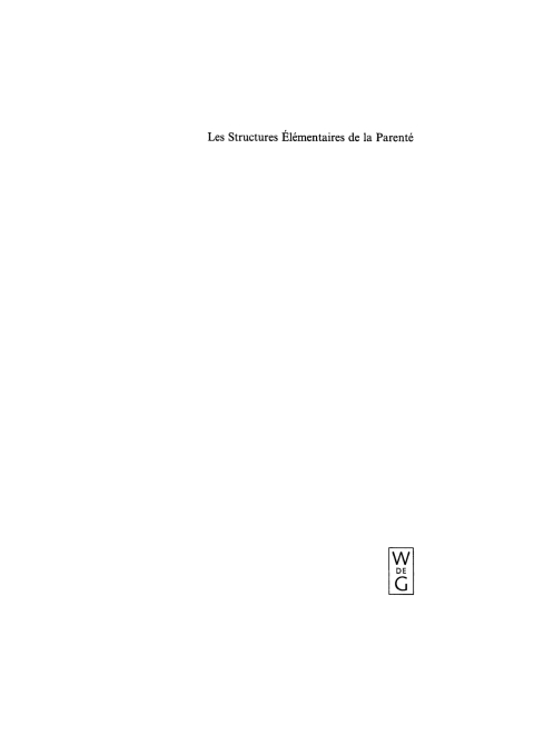 Cover image for book Les Structures Élémentaires de la Parenté