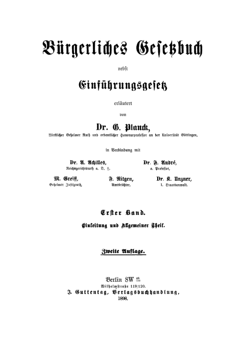Cover image for book Einleitung und Allgemeiner Theil