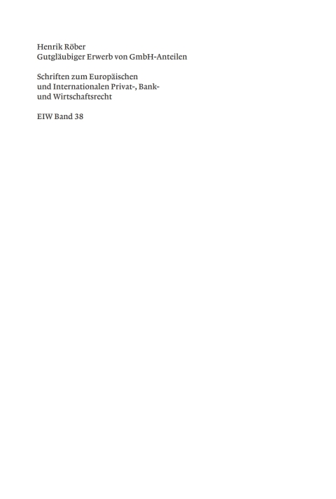 Cover image for book Gutgläubiger Erwerb von GmbH-Anteilen