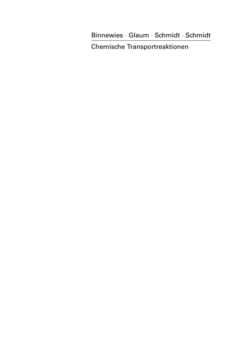 Chemische Transportreaktionen 