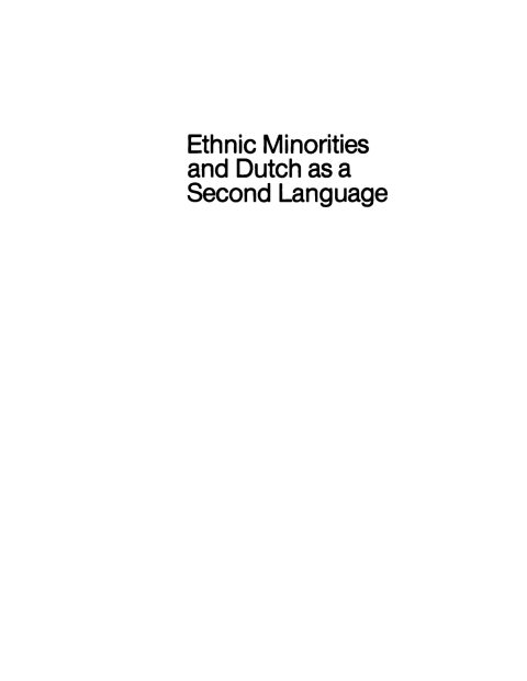Cover image for book Ethnic Minorities and Dutch as a Second Language