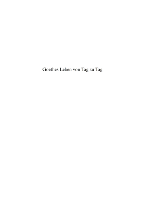 Cover image for book Goethes Leben von Tag zu Tag