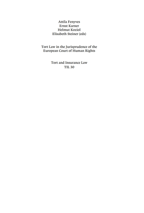 Cover image for book Tort Law in the Jurisprudence of the European Court of Human Rights