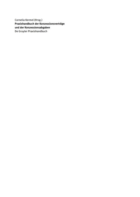 Cover image for book Praxishandbuch der Konzessionsverträge und der Konzessionsabgaben