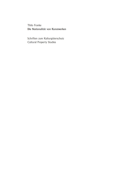 Cover image for book Die Nationalität von Kunstwerken
