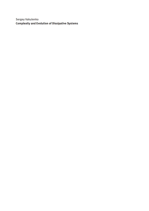 Cover image for book Complexity and Evolution of Dissipative Systems