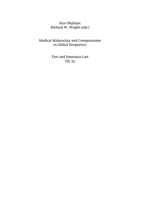 Cover image for book Medical Malpractice and Compensation in Global Perspective