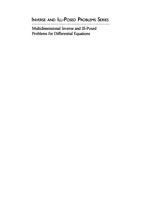 Cover image for book Multidimensional Inverse and Ill-Posed Problems for Differential Equations