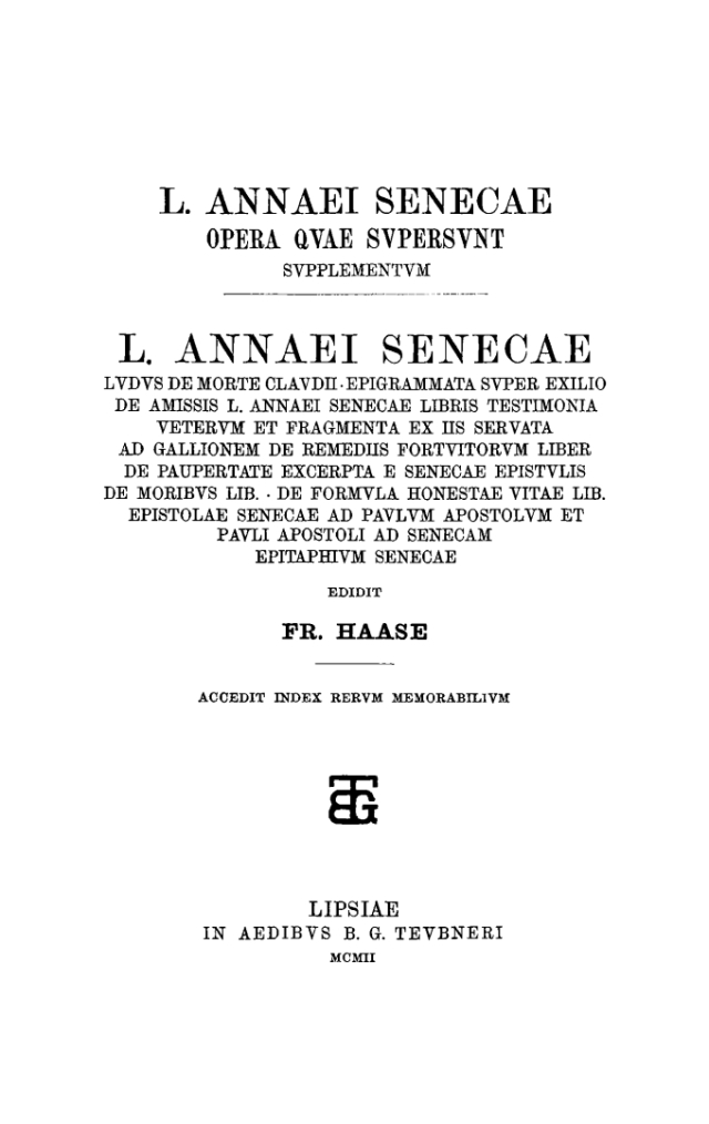 L. Annaei Senecae opera quae supersunt