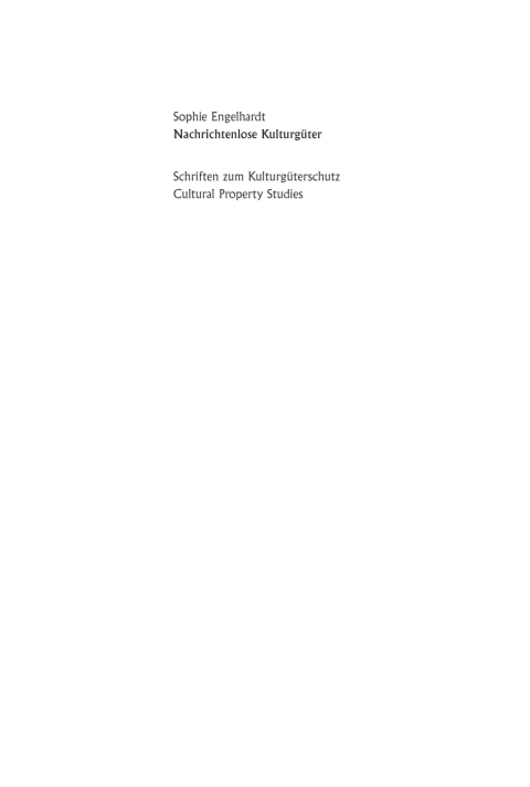 Cover image for book Nachrichtenlose Kulturgüter