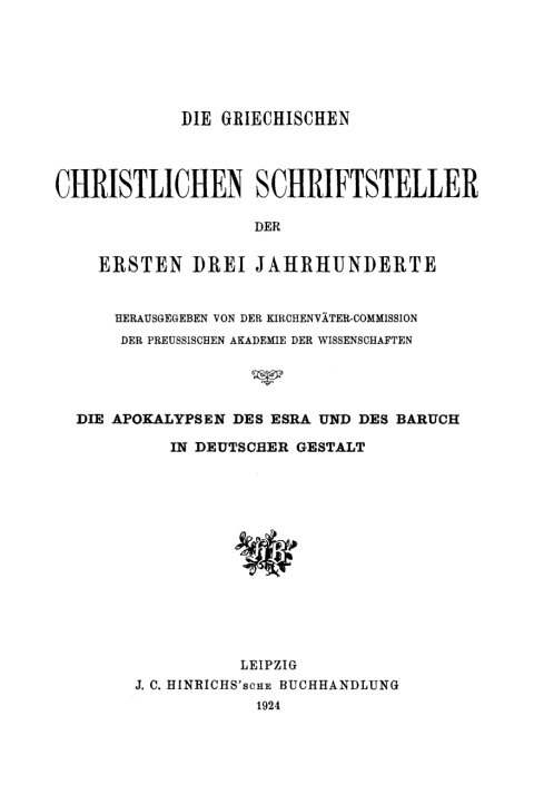 Cover image for book Die Apokalypsen des Esra und des Baruch in deutscher Gestalt