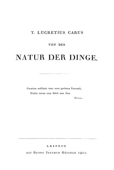 Cover image for book Von der Natur der Dinge