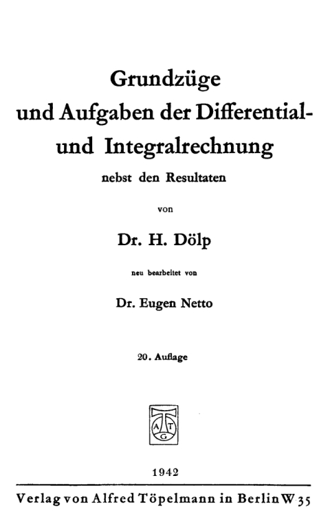 Cover image for book Grundzüge und Aufgaben der Differential- und Integralrechnung nebst den Resultaten