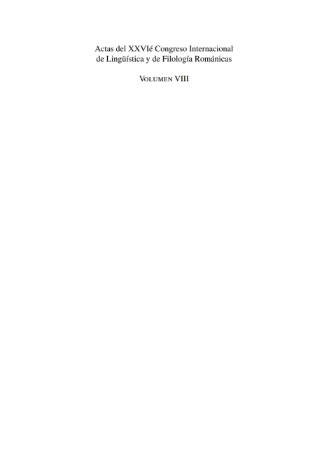 Cover image for book Actas del XXVI Congreso Internacional de Lingüística y de Filología Románicas. Tome VIII