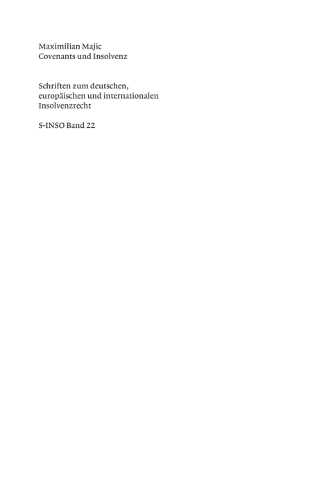 Cover image for book Covenants und Insolvenz