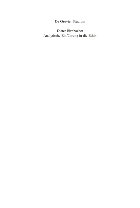 Cover image for book Analytische Einführung in die Ethik