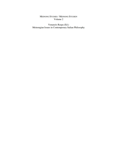 Cover image for book Meinongian Issues in Contemporary Italian Philosophy