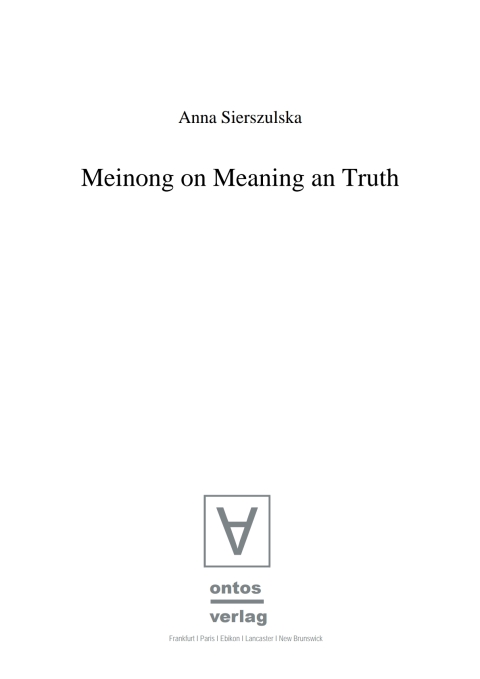 Cover image for book Meinong on Meaning and Truth