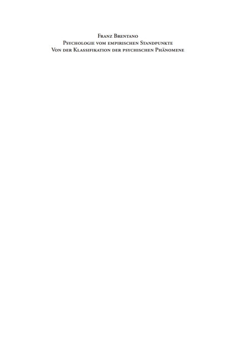 Cover image for book Psychologie vom empirischen Standpunkt. Von der Klassifikation psychischer Phänomene