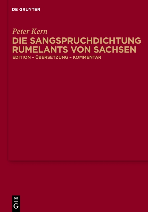 Cover image for book Die Sangspruchdichtung Rumelants von Sachsen