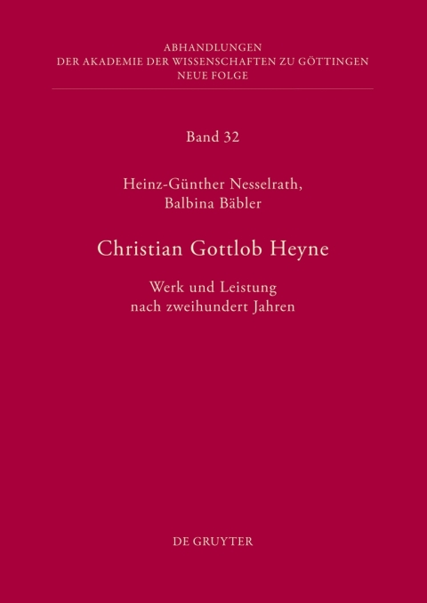 Cover image for book Christian Gottlob Heyne