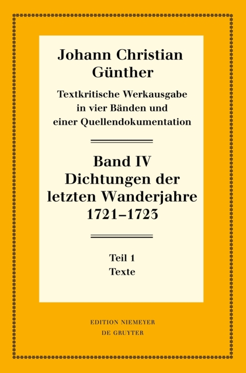 Cover image for book Dichtungen der letzten Wanderjahre 1721-1723