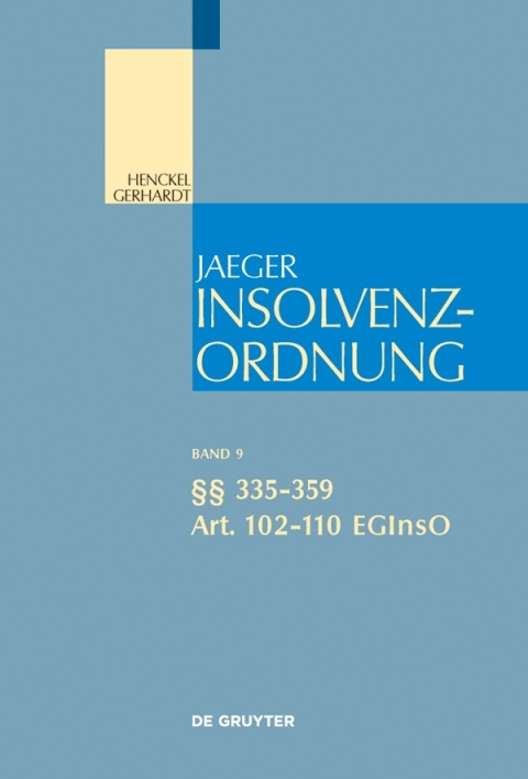 Cover image for book §§ 335-359; Art. 102-110 EGInsO
