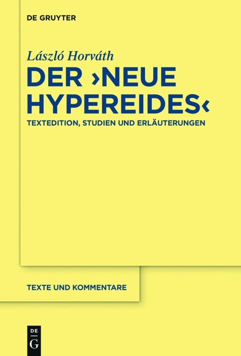 Cover image for book Der "Neue Hypereides"