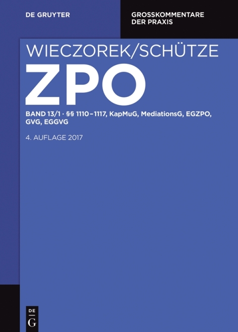 Cover image for book §§ 1110-1117, KapMuG, MediationsG, EGZPO, GVG, EGGVG