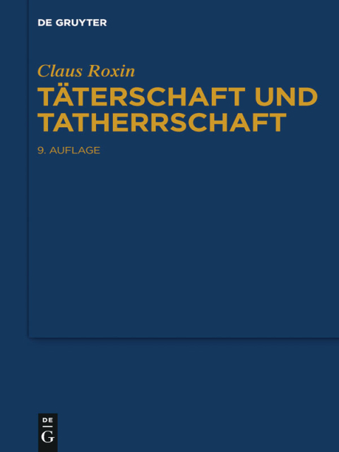 Cover image for book Täterschaft und Tatherrschaft