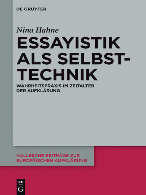 Cover image for book Essayistik als Selbsttechnik