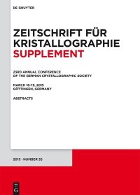 Cover image: 23rd Annual Conference of the German Crystallographic Society, March 16–19, 2015, Göttingen, Germany 1st edition 9783110415087