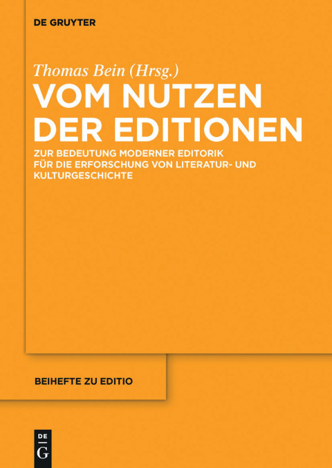 Cover image for book Vom Nutzen der Editionen
