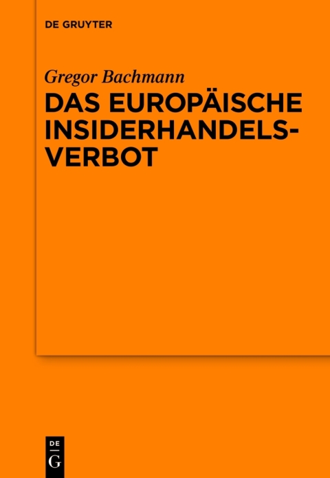 Cover image for book Das Europäische Insiderhandelsverbot