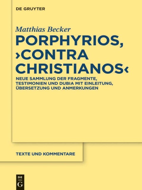 Cover image for book Porphyrios, "Contra Christianos"