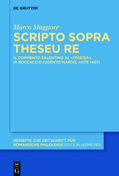 Cover image for book Scripto sopra Theseu Re