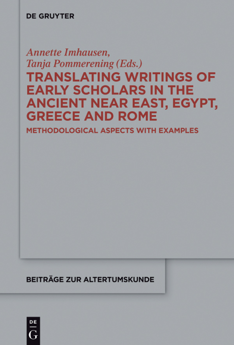 Cover image for book Translating Writings of Early Scholars in the Ancient Near East, Egypt, Greece and Rome