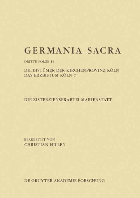 Cover image for book Die Zisterzienserabtei Marienstatt. Die Bistümer der Kirchenprovinz Köln. Das Erzbistum Köln 7