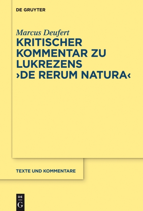 Cover image for book Kritischer Kommentar zu Lukrezens "De rerum natura"
