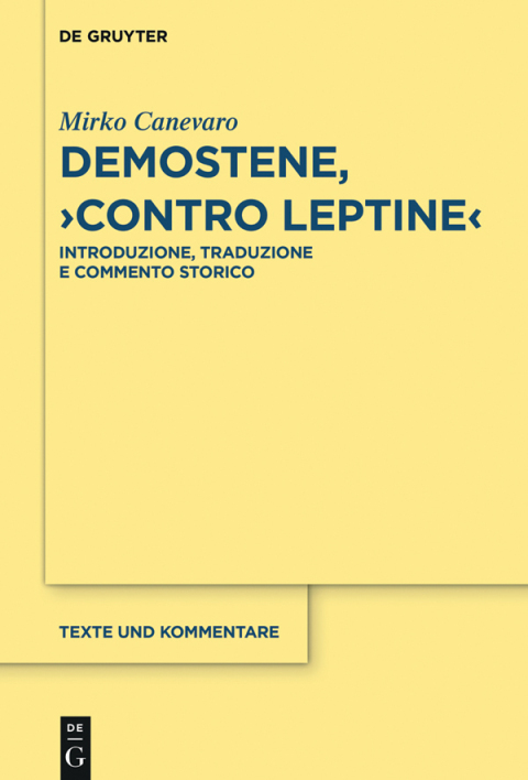 Cover image for book Demostene, "Contro Leptine"