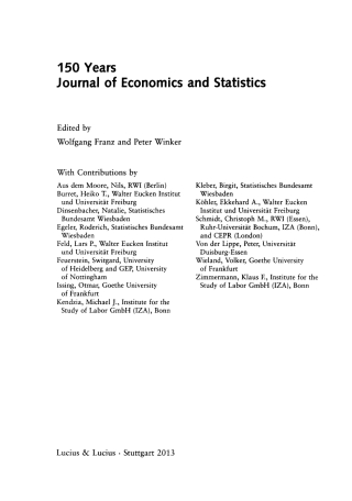 150 Years Journal of Economics and Statistics