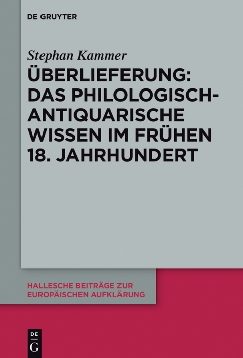 Cover image for book Überlieferung: Das philologisch-antiquarische Wissen im frühen 18. Jahrhundert