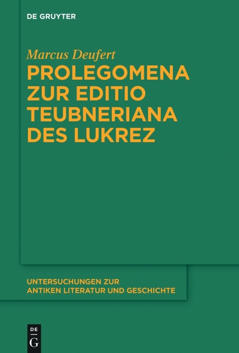 Cover image for book Prolegomena zur Editio Teubneriana des Lukrez