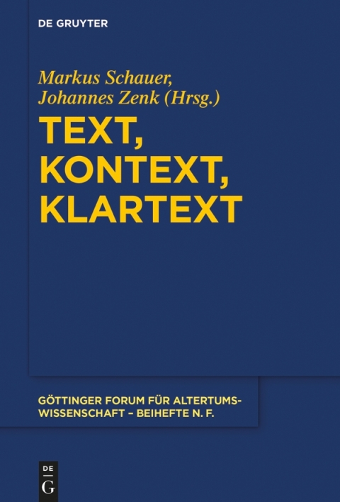 Cover image for book Text, Kontext, Klartext